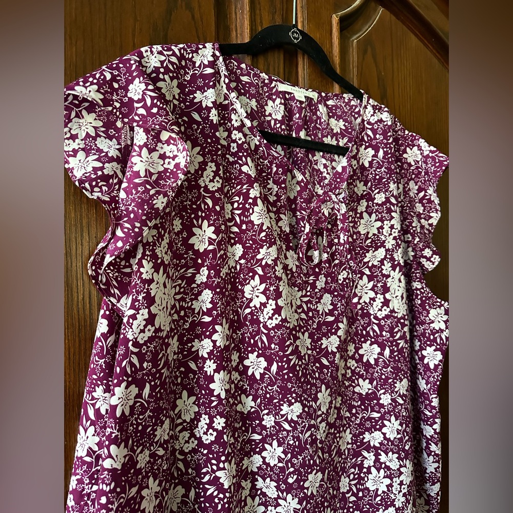 Fun2fun 3X kaleria tie detail blouse - Purple and White